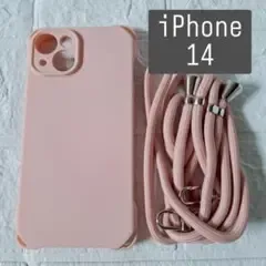 iPhone 14 スマホケース ショルダー ストラップ付き ピンク シリコン