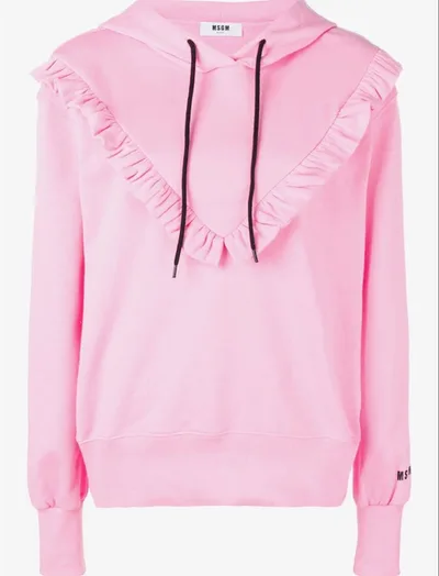 MSGM フリル プルオーバー パーカー ピンクS