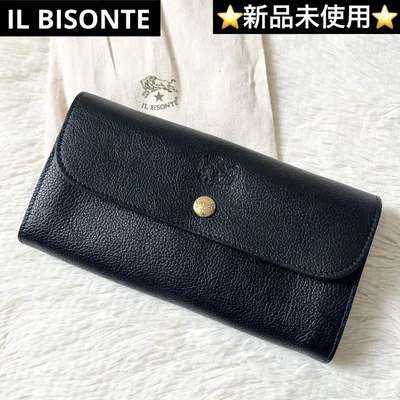 新品未使用✨ IL BISONTE 長財布 二つ折り財布 ブラック レザー