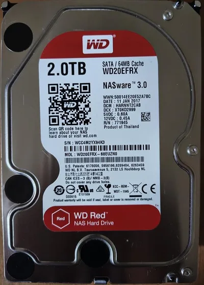 WD Red 2TB HDD WD20EFRX 本体