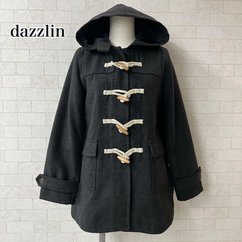 ダズリン dazzlin フーデッドコート ブラック ジップ ミリタリー S 黒