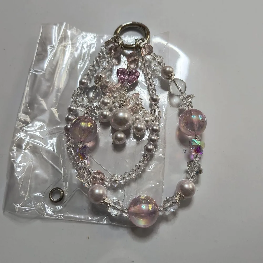 LULUDIY♡glizt wabe ハンドメイド ビーズストラップ ピンク系