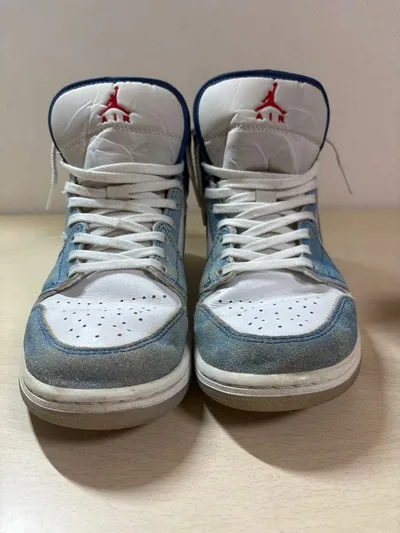 NIKE AIR JORDAN 1 MID スニーカー ブルー ホワイト25.5
