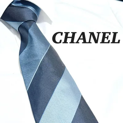 CHANEL ネクタイ ストライプ柄 ブルー系