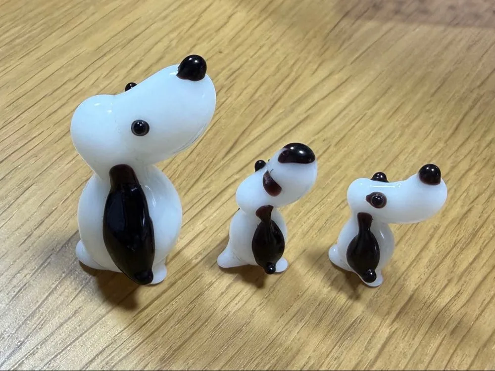 ガラス細工 スヌーピー 犬の置物 3体セット