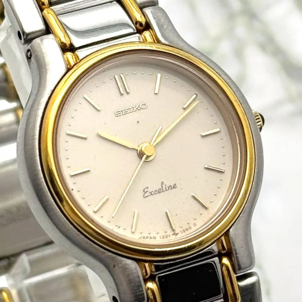 SEIKO 新品電池 極美品 腕時計 1221-0190 エクセリーヌ コンビ