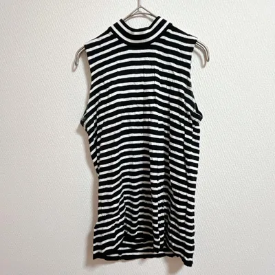 J.CREW【XS】ノースリーブ ボーダー モックネック ジップアップ 白黒