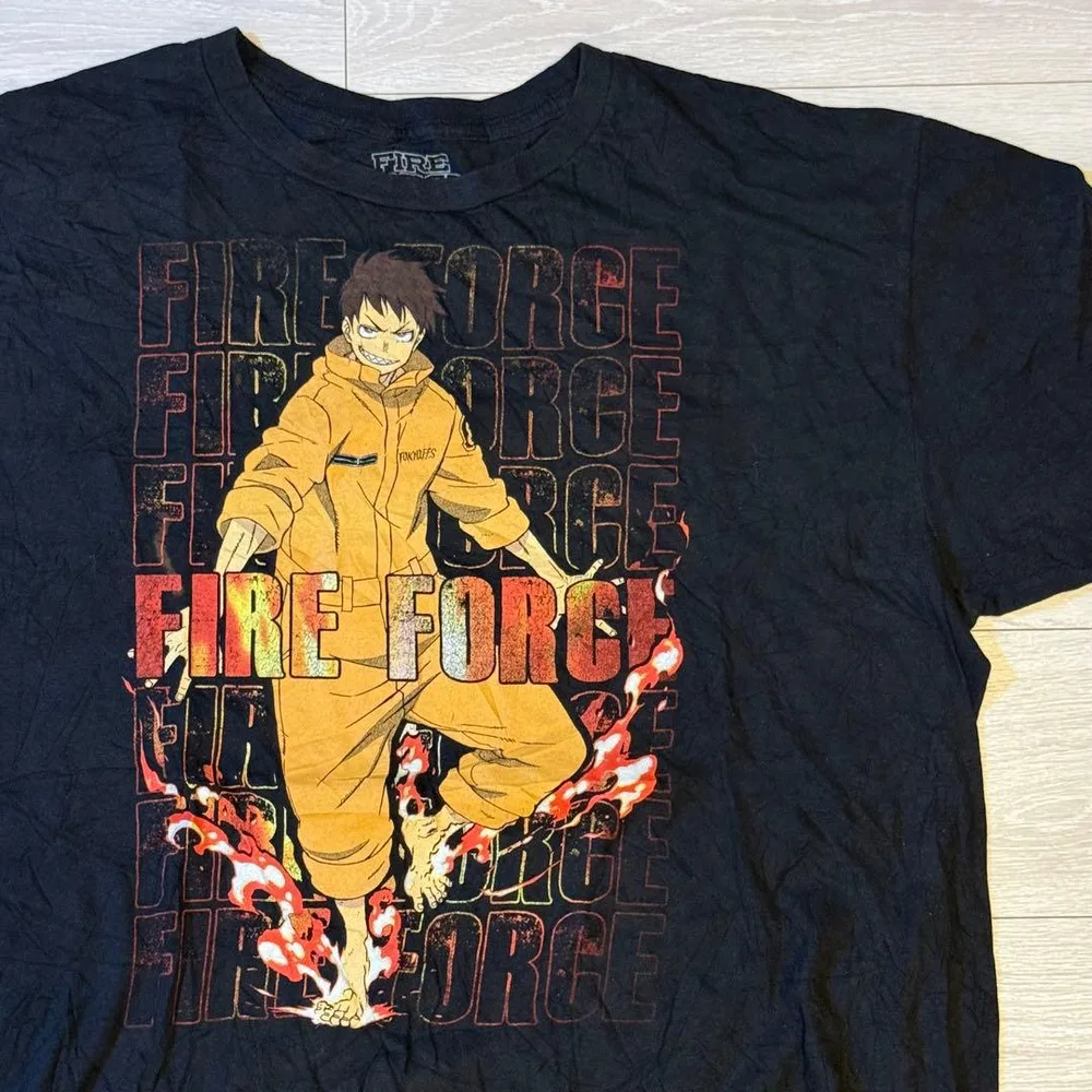【アニメ】炎炎ノ消防隊 森羅日下部 キャラプリント Tシャツ ブラック XL
