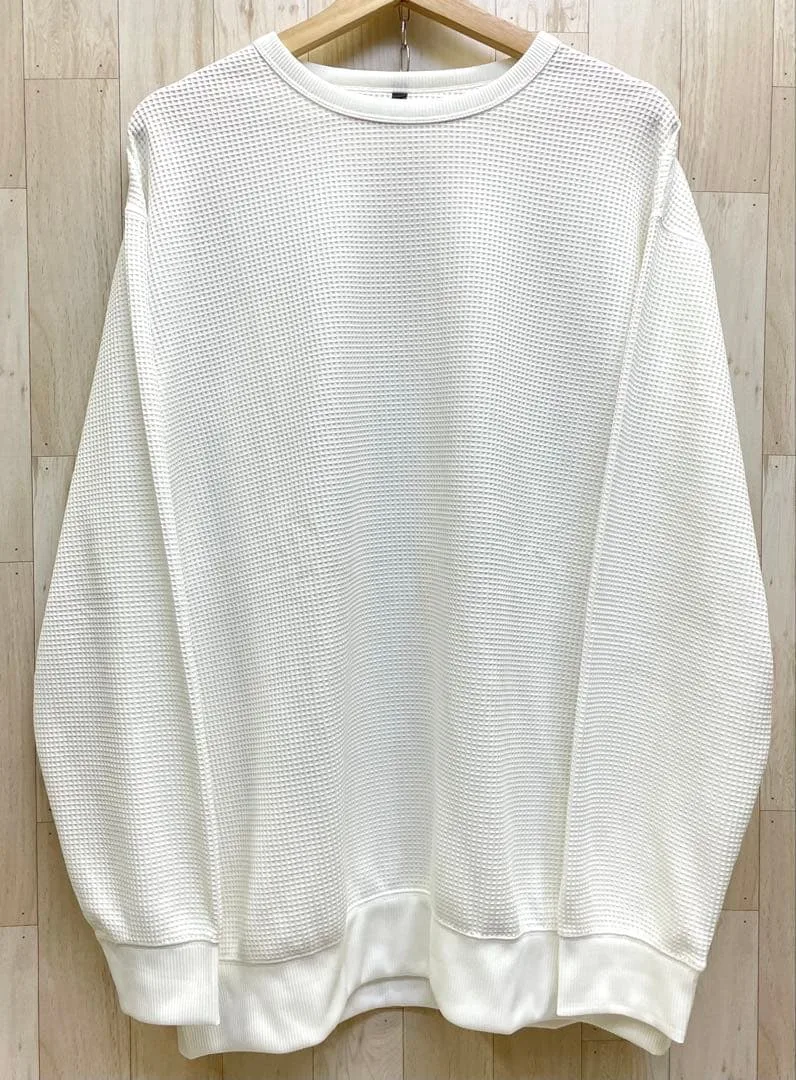 無印良品 UVカット 乾きやすいワッフル クルーネック長袖Tシャツ XL 白