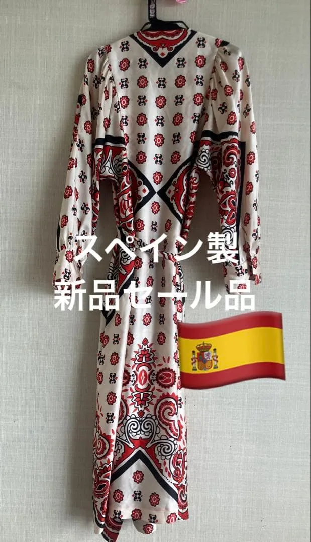 スペイン製パリZARAペイズリー柄 ロングワンピース ガウンスタイル新品セール品