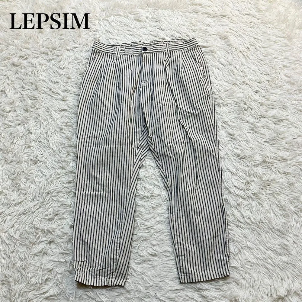 LEPSIM ストライプパンツ カジュアル コットン100 マシンウォッシャブル