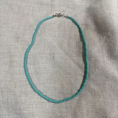 ハンドメイド ビーズネックレス ターコイズブルー