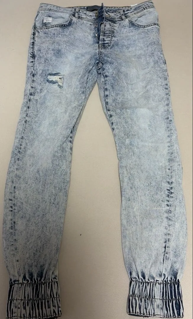 希少 ZARA MAN ジョガーデニムパンツ USA31 ケミカルウォッシュ