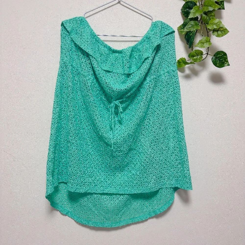 ノーブランド フリルノースリーブ 総レース XL 緑 レジャー