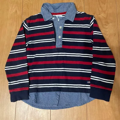 J.PRESS 120 長袖 ラガーシャツ ボーダー ネイビー 赤 キッズ
