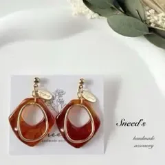 ▪マーブルアクリルチャーム×ゴールドフープ×メタルチャームピアス/イヤリング