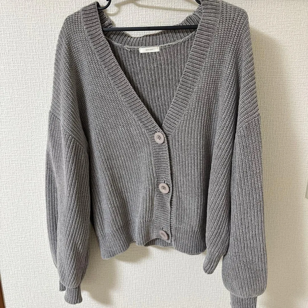 グレー ニットカーディガン フリーサイズ