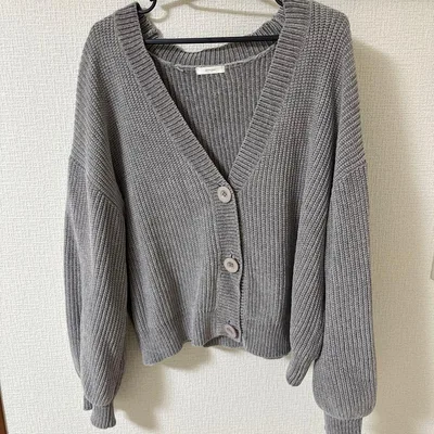 グレー ニットカーディガン フリーサイズ