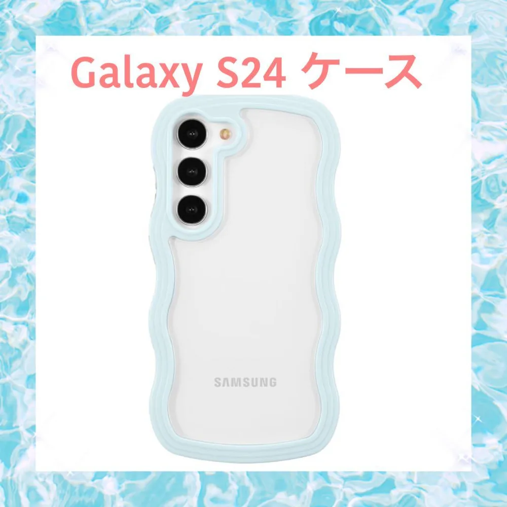 開封のみ⭐️Galaxy S24 ケース ウェーブデザイン クリア ミントグリーン
