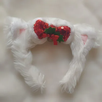 クリスマス 猫耳 カチューシャ ホワイト