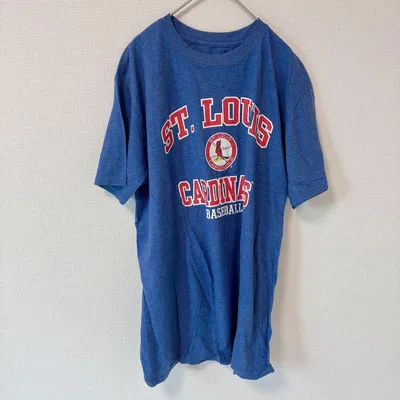 カージナルス ロゴ Tシャツ クルーネック 半袖 L 青 野球 スポーツ 応援