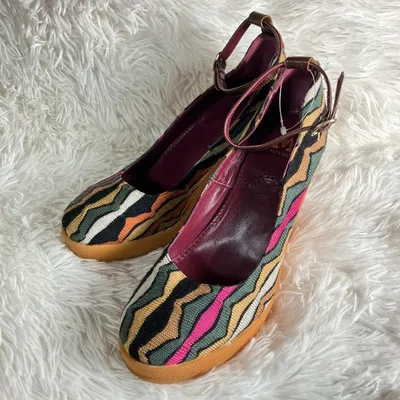 極美品 MISSONI ニット ウェッジソール パンプス 38 24cm