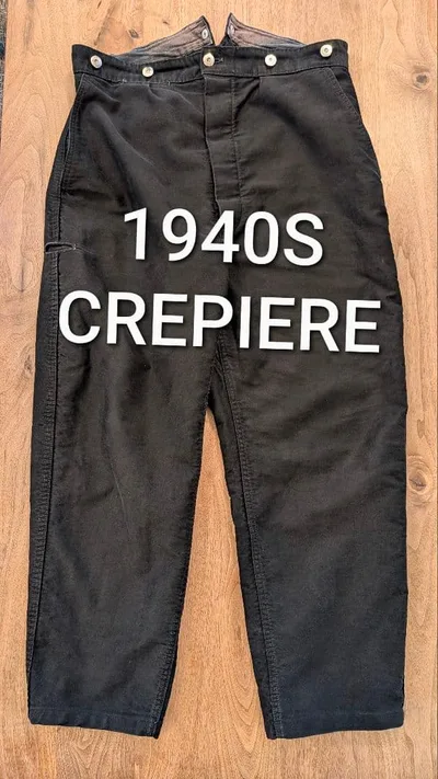 【美品】1940s ブラックモールスキンパンツ "SUPER CREPIER"