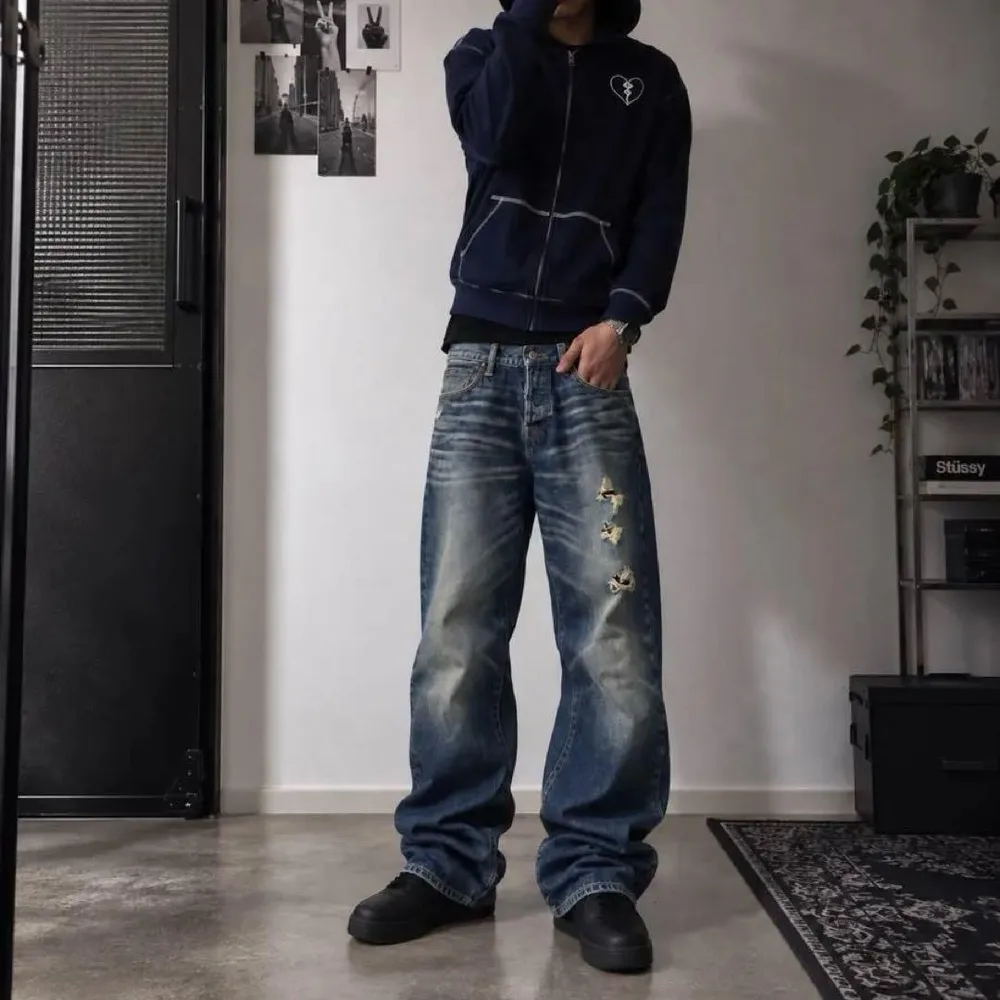 Archive damag denim 鬼ヒゲ SWAG グランジ Y2K 襤褸
