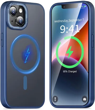 【新品】iPhone13/14ケース MagSafe対応 半透明 ネイビー