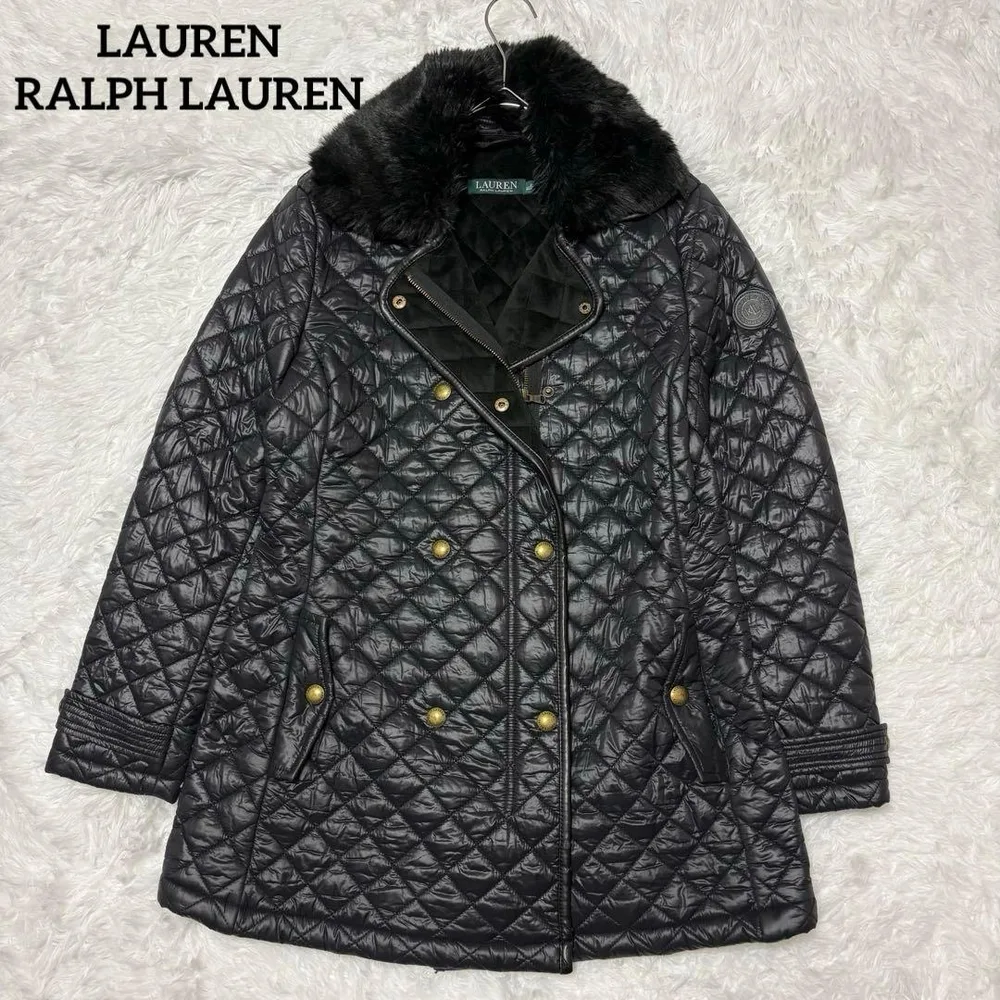 LAUREN RALPH LAUREN キルティングコート ファー襟 ブラック