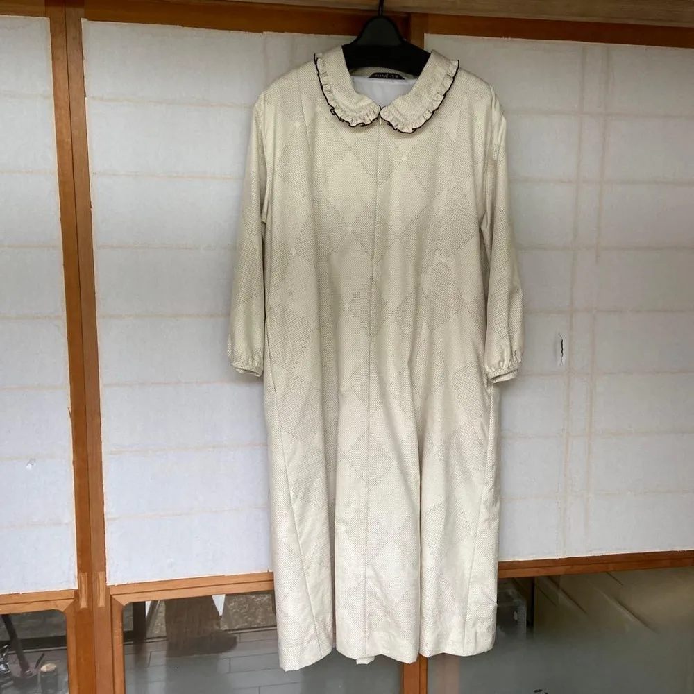 古代裂創作服 一点物ハンドメイド 襟フリルワンピース 新品未使用