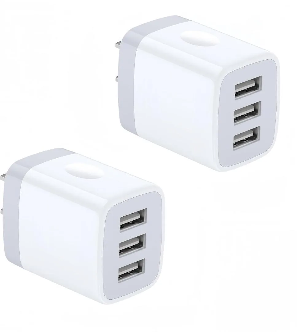 ○USB 充電器 ACアダプター PSE認証 3ポート 2個セット ホワイト