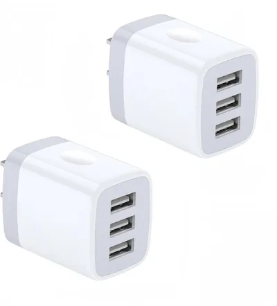 ○USB 充電器 ACアダプター PSE認証 3ポート 2個セット ホワイト