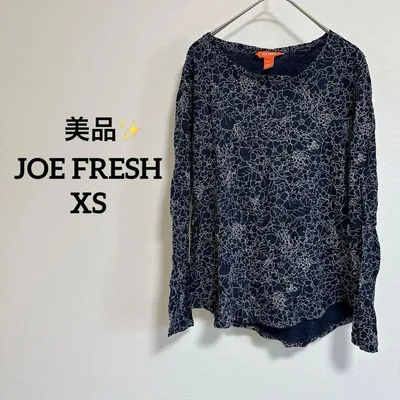 【美品✨】JOE FRESH (XS)ネイビー 花柄 長袖Tシャツ