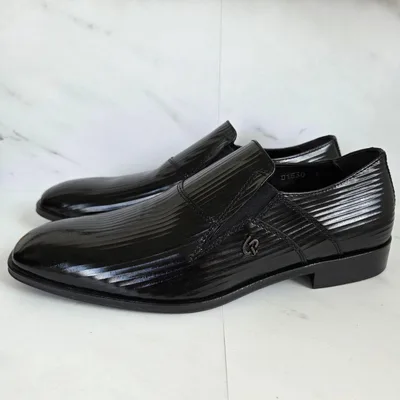 美品 CESARE P. ドレスシューズ ブラック ストライプ スリッポン25㎝