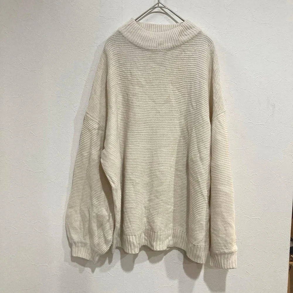 COLZA モックネック ざっくりニット アイボリー(L)オーバーサイズ