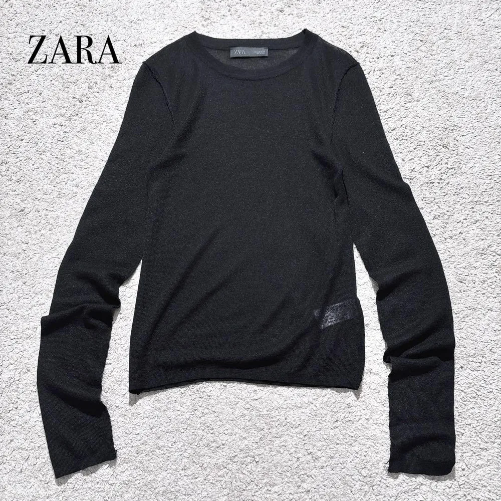 ザラ ZARA シアーニットトップス 【M】 ブラック レーヨン83%