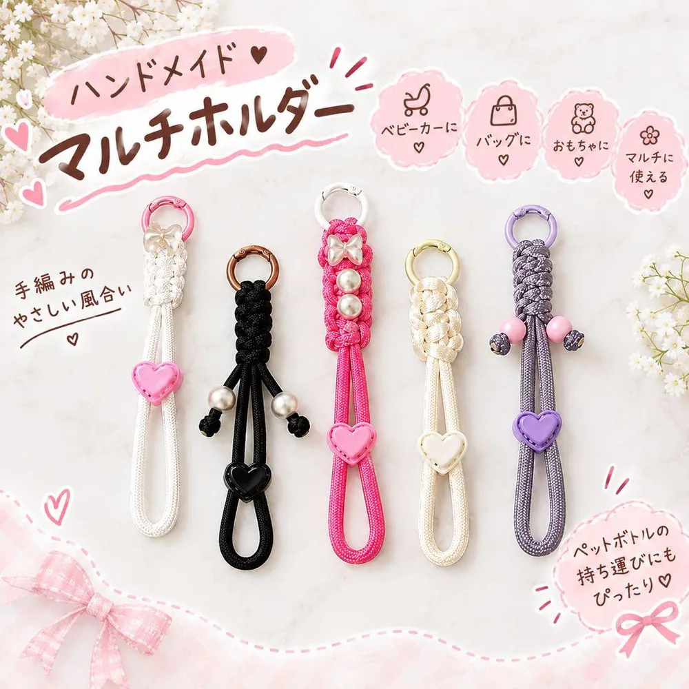 ハンドメイド パラコード マルチホルダー パープル