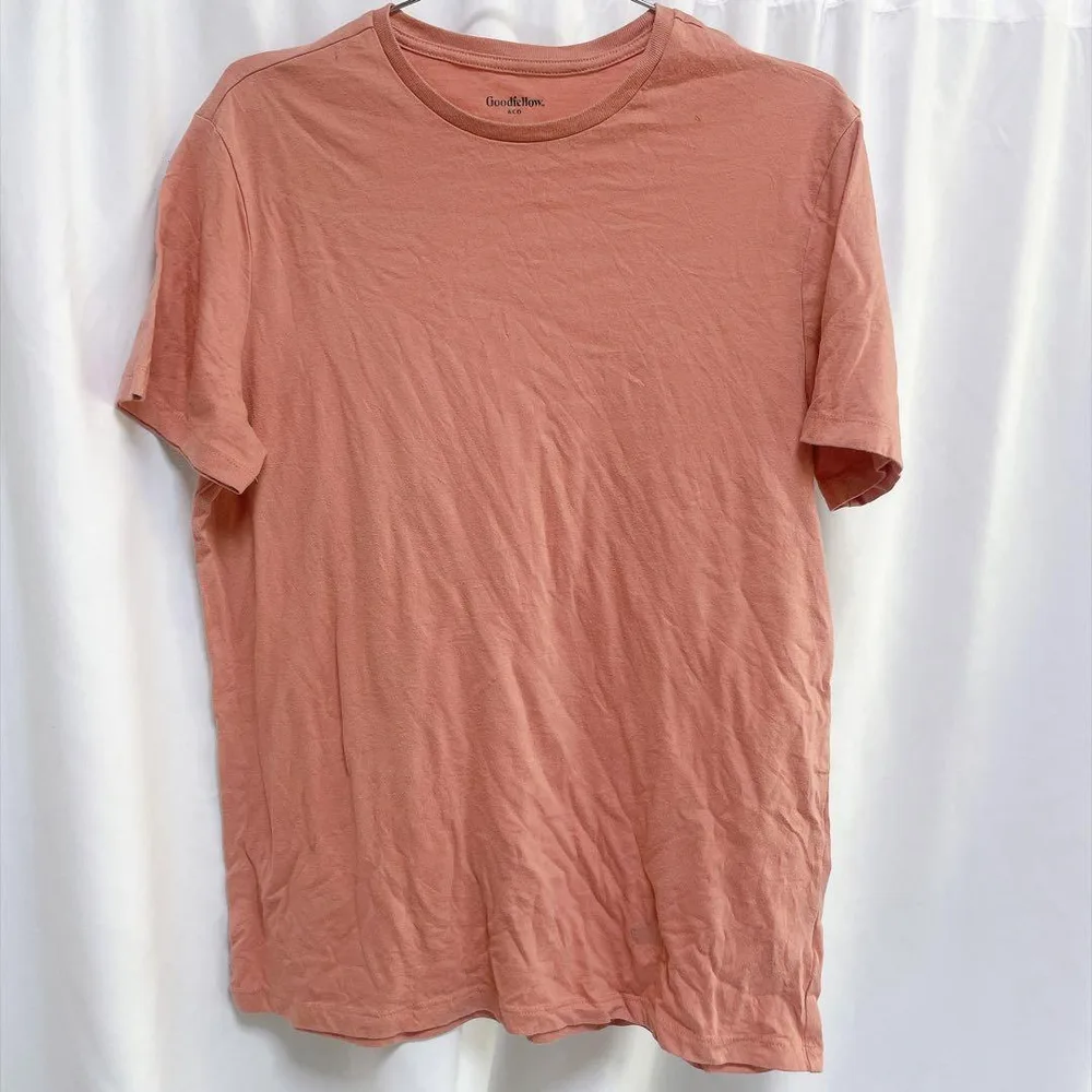グッドフェロー 無地 Tシャツ クルーネック 半袖 M 桃 綿 お出かけ 散歩
