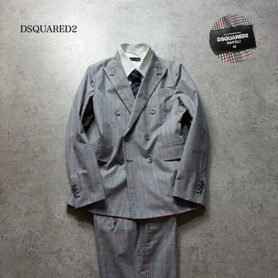 DSQUARED2 メンズ ダブルブレスト スーツ セットアップ チェック柄 M