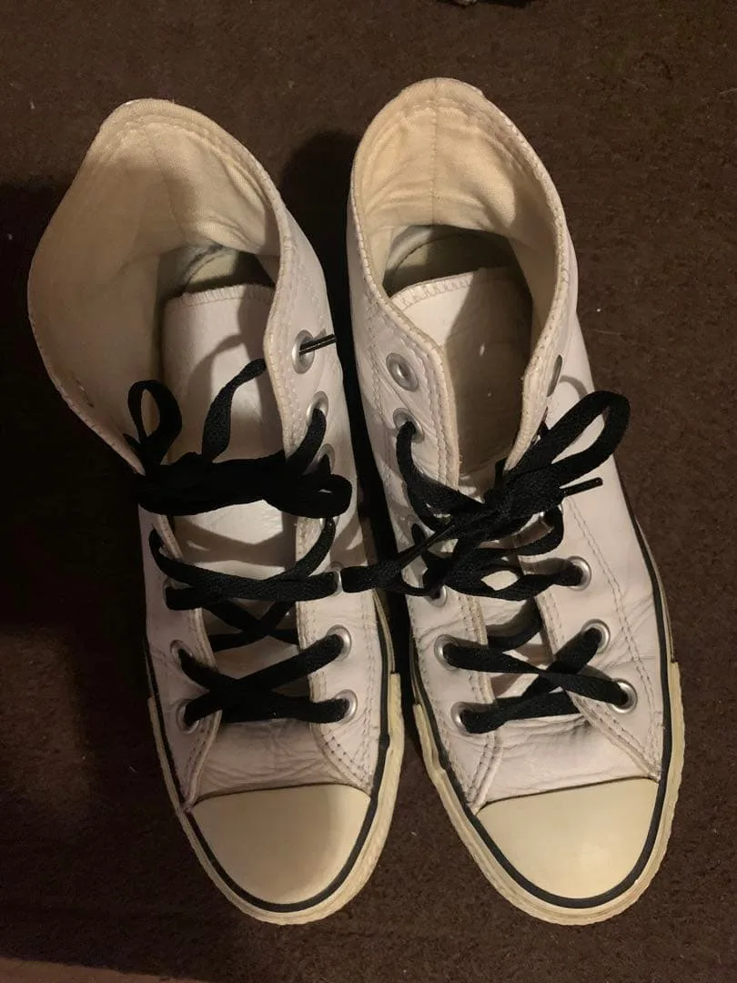 希少品 コンバース ALL STAR 本革 白色 レザー 23.5