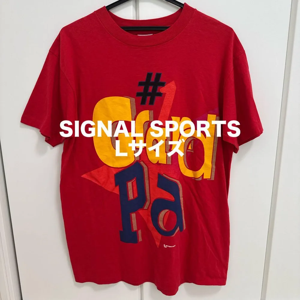【USA製】90s SIGNAL SPORTS Tシャツ L 赤 ヴィンテージ