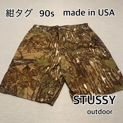 紺タグ90s STUSSY USA製 リアルツリーカーゴショーツ ハーフパンツ