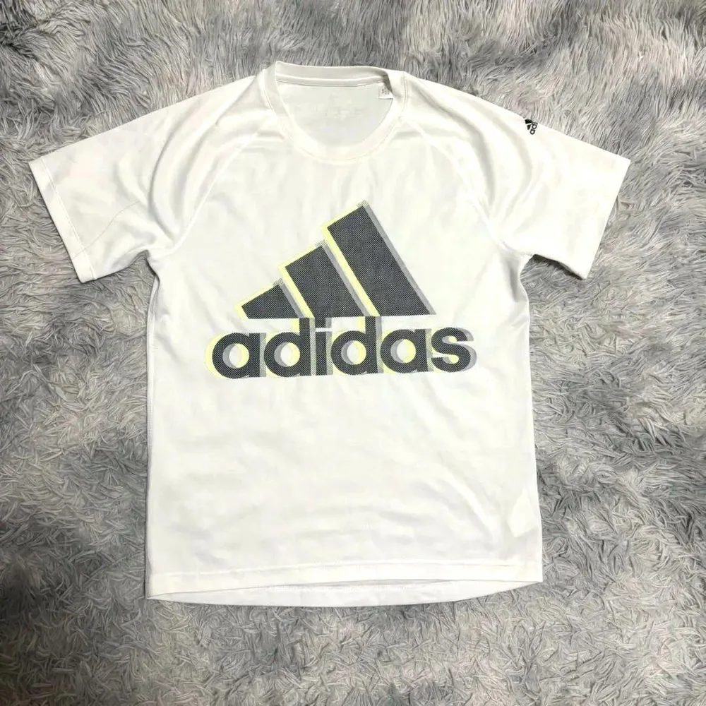 アディダス スポーツ Tシャツ 白 デカロゴ climalite M