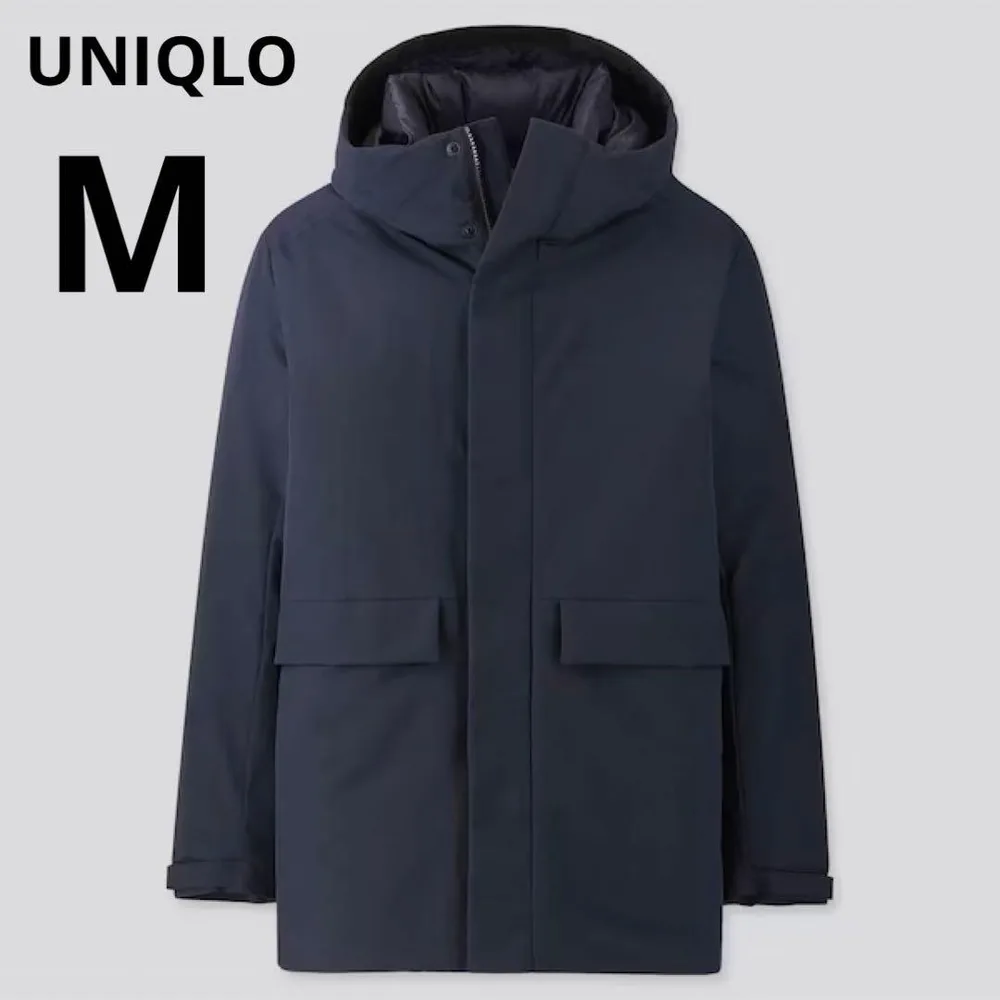 ★美品★UNIQLO ユニクロ ハイブリッドダウンパーカ ブラック M フェザー