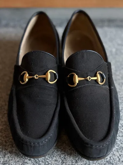 美品 GUCCI グッチ ローファー スエード ブラック 36