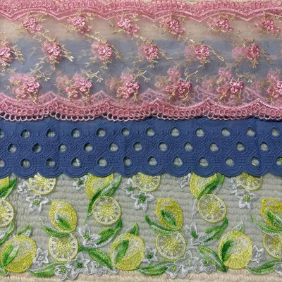ハンドメイド レース 刺繍 レモン