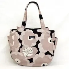 北欧ポピー花柄ピンクベージュ コロンバッグ チューリップバッグ ハンドメイド