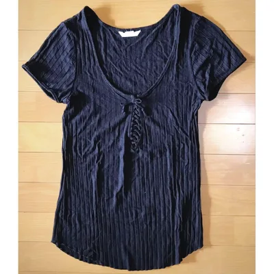 H&M 胸元編み上げ 半袖Tシャツ カットソー
