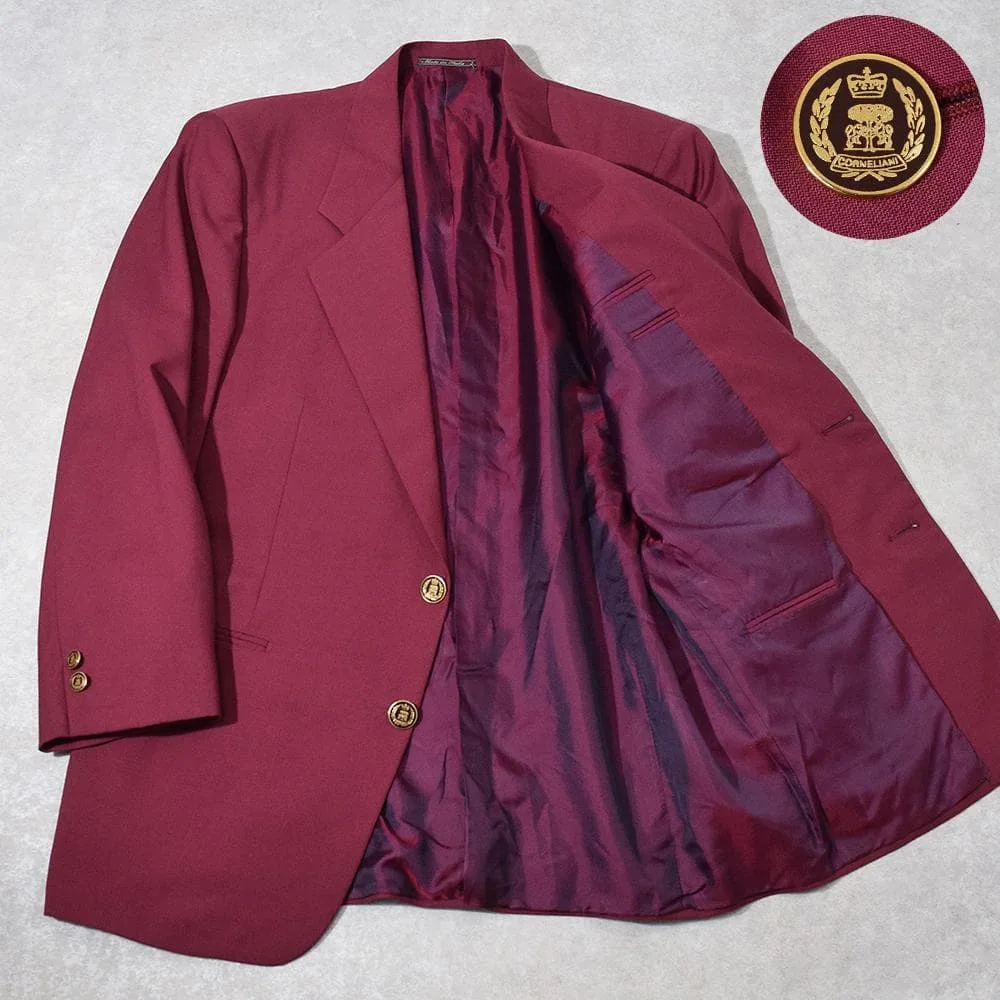 イタリア製 Corneliani 金ボタン ジャケット ブレザー 48 ワイン